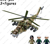 Military Russia Plane WW2 MI-24 Kamov Ka-52 Helicopter Building Blocks World War 2 Army Gunship Figure Bricks Model Kit Toys
