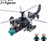 Military Russia Plane WW2 MI-24 Kamov Ka-52 Helicopter Building Blocks World War 2 Army Gunship Figure Bricks Model Kit Toys
